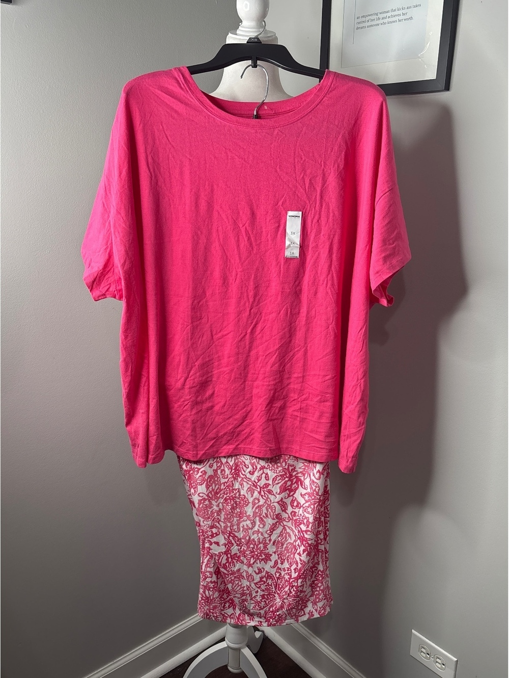 Sonoma Women's 3X Pink Top and Floral Lounge Pants Set
